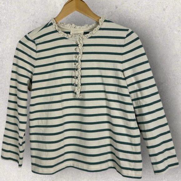 Sezane Gael Marinere Top Striped Henley Size Small French Nautical Stripe Ruffle - Picture 4 of 15